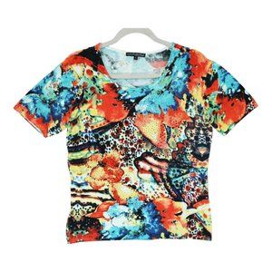 Pierri New York Women's Top Size Large L Embellished Art Print With Rhinestones